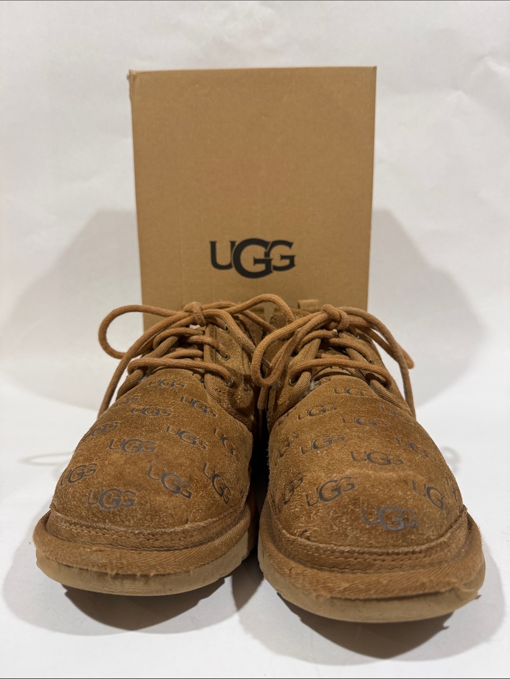 UGG Neumel Emboss Chukka Boot women’s  8 - Chestnut  Logo Suede - Picture 6 of 11